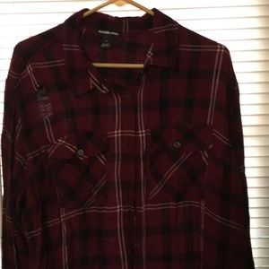 Ripped flannel T-shirt
